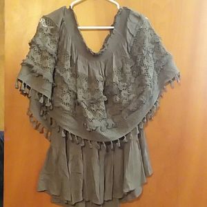 Womens top.  Olive colored. Tag says M